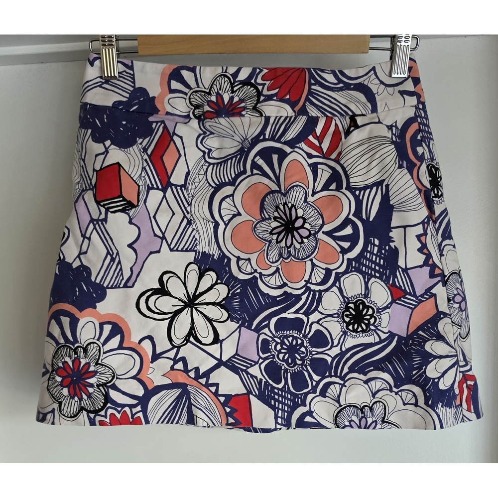 Express Floral Mini Skirt Size 4 Multi-Color Cotton Casual Womens Stretch